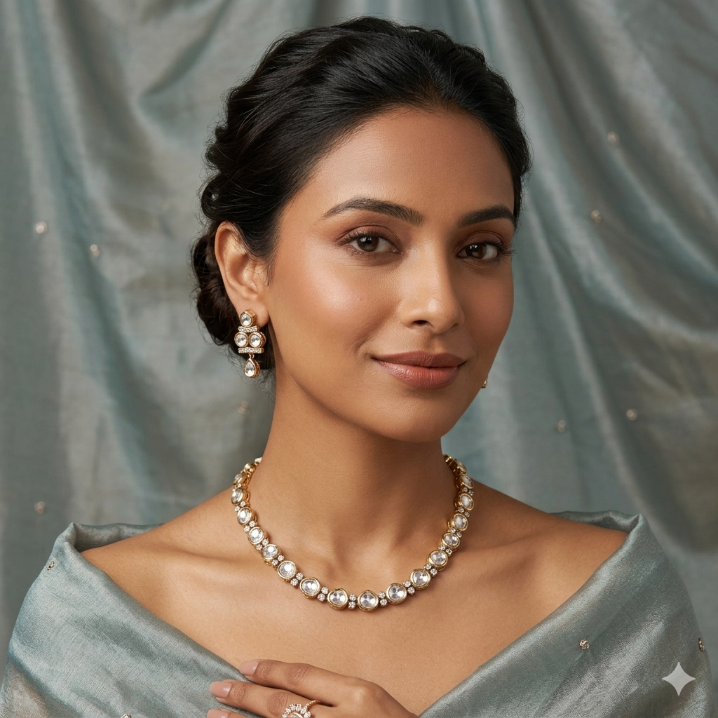 Victorian polki single string necklace set[Victorian polish] Main image
