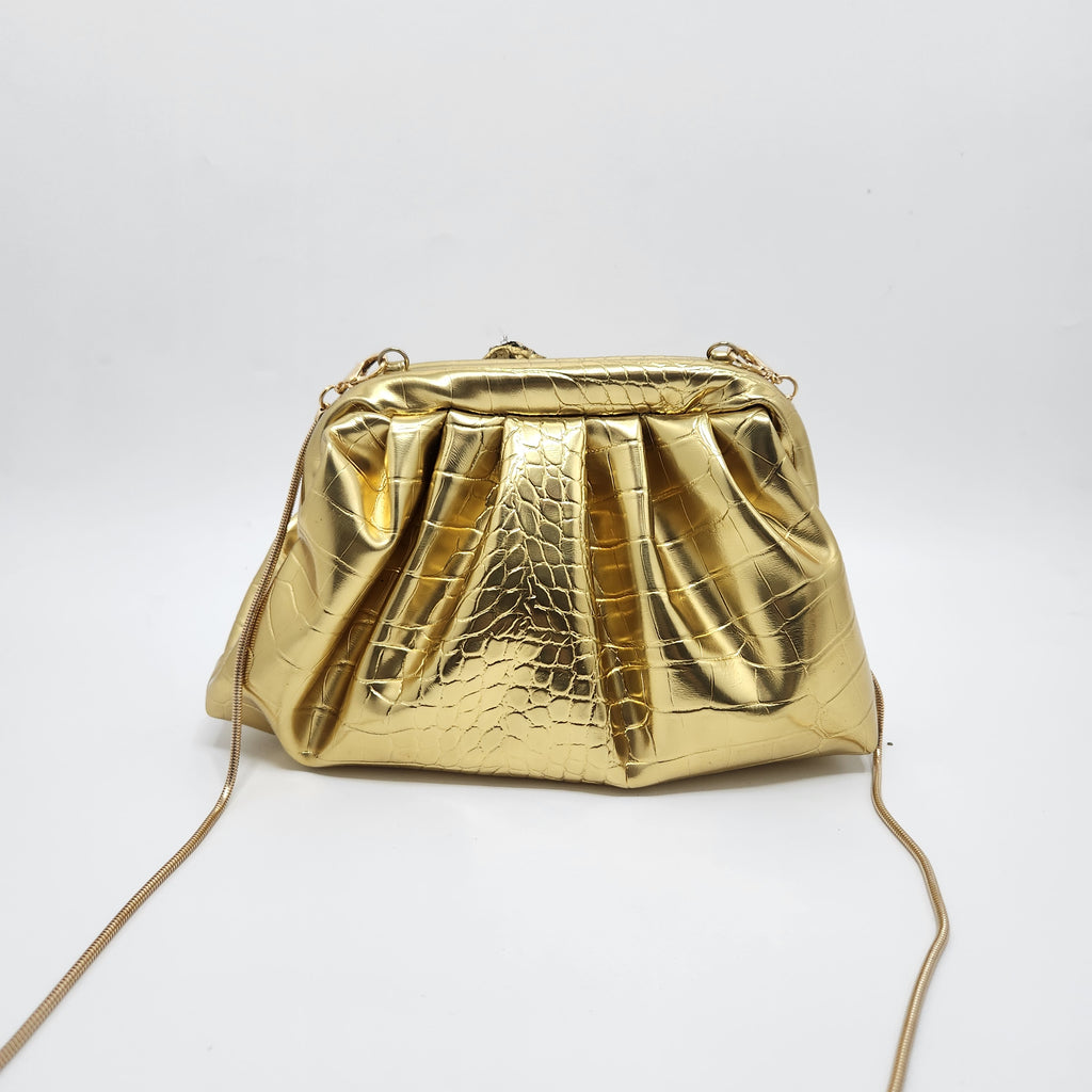 Crystal Unicorn Pouchette (Gold with silver broach)