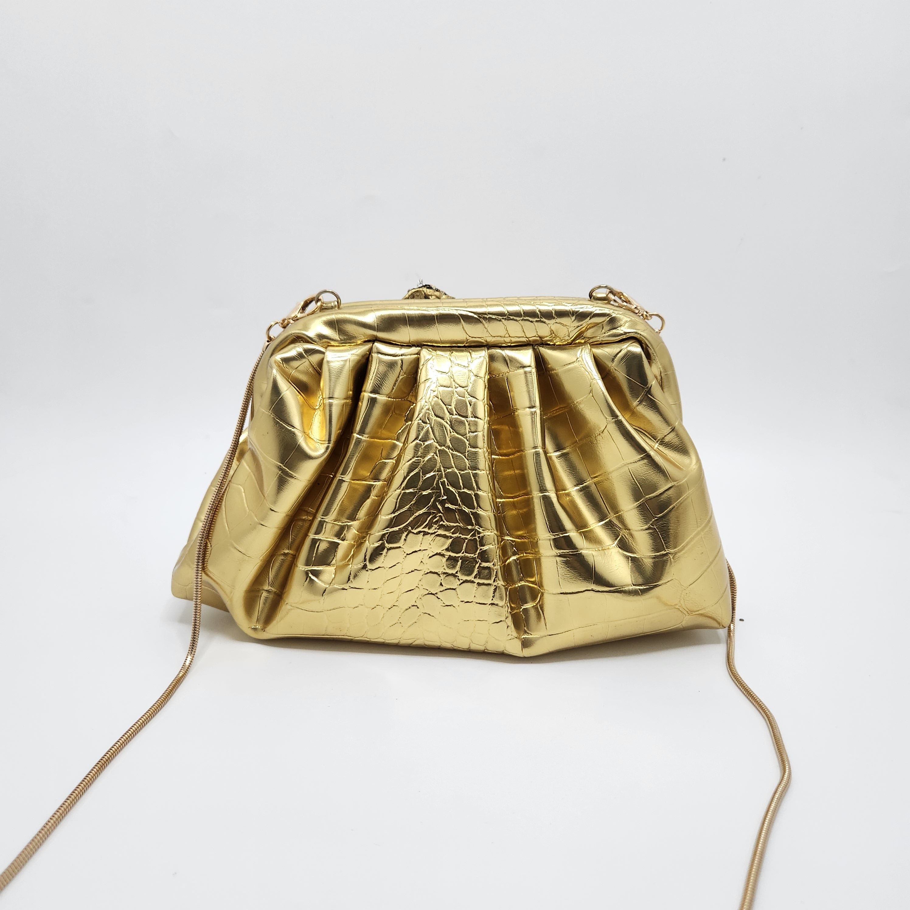 Crystal Unicorn Pouchette (Gold with silver broach)
