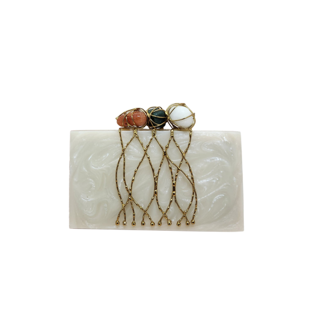 Three stone criss cross clutch multi