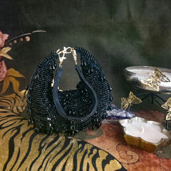 Crystal Droplet moon bag in black