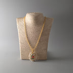 Rose painting shell Pendant with chain