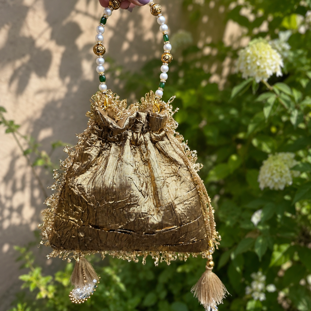 Kundan gota potli [ Antique gold ]