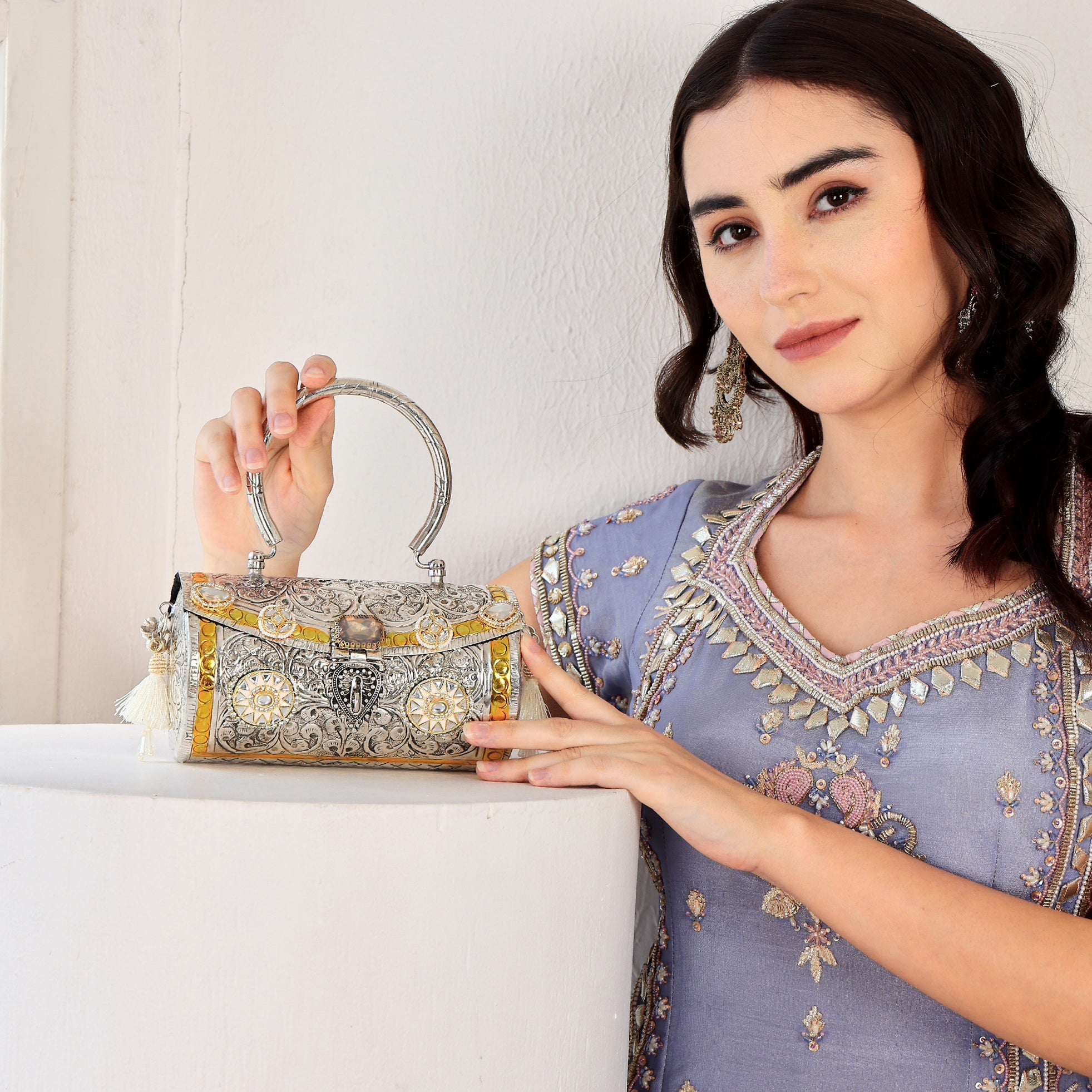 Amrita bag in silver with gold hints Main image