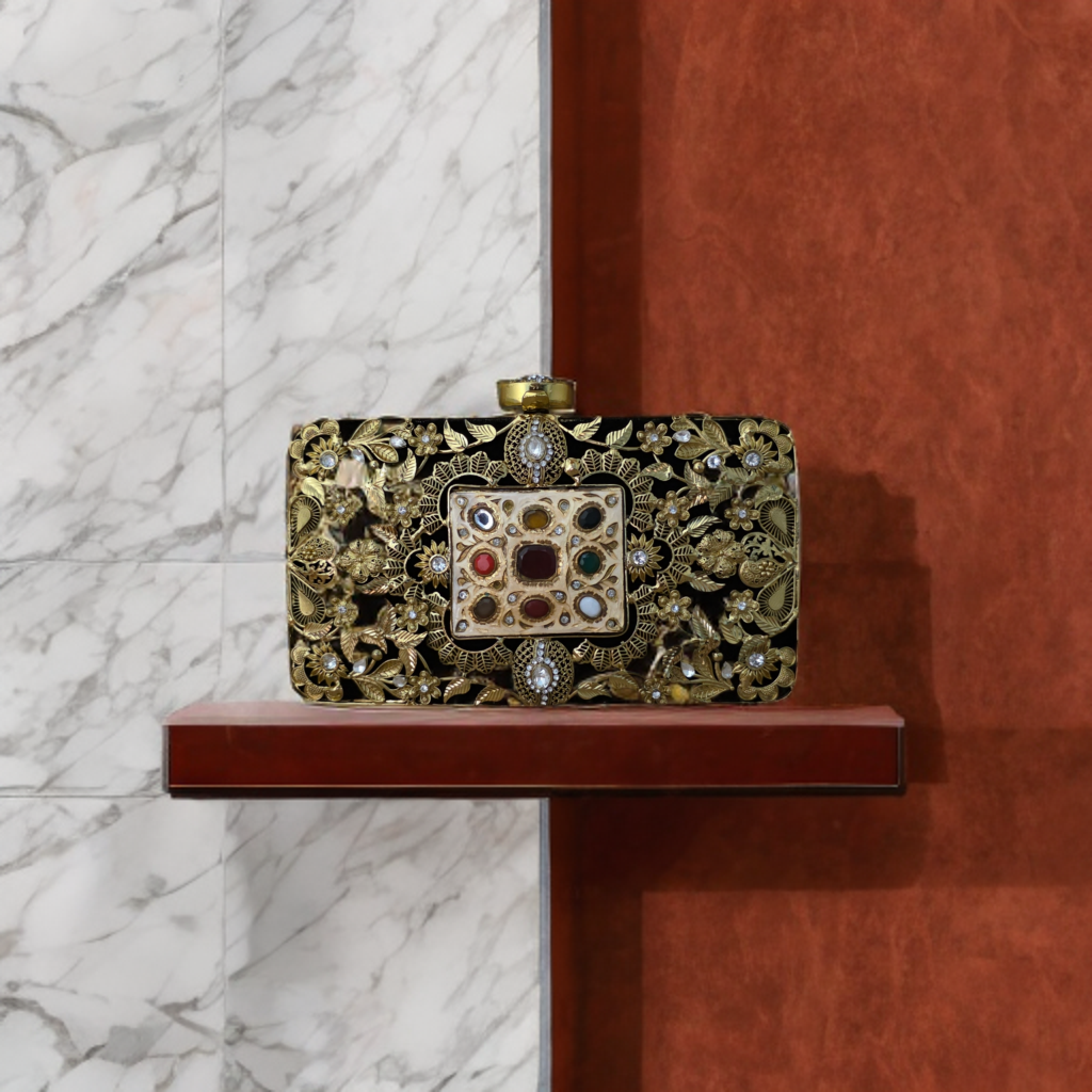 Meenakari filigree clutch bag [ gold] Main image
