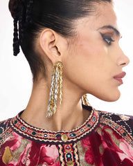 Long Leaves Dangler In Dual Shade