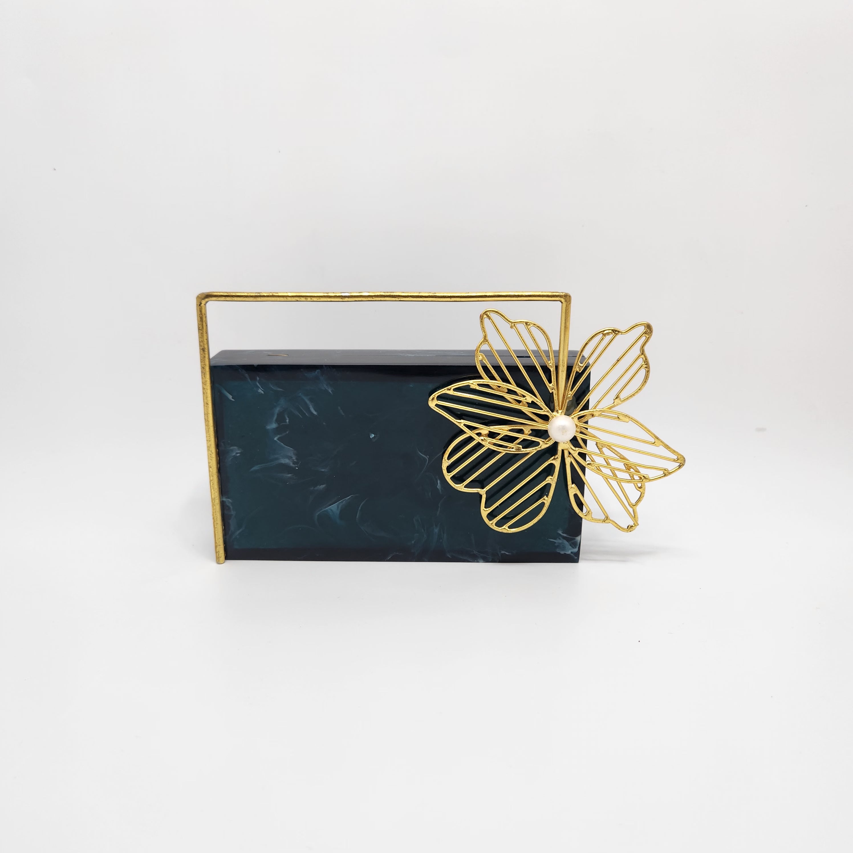 Floral saga resin bag [ Emerald green]