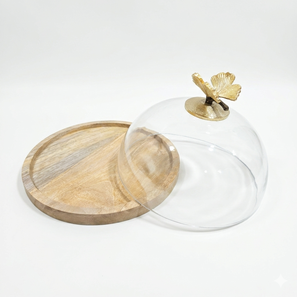 Mini Butterfly Glass Dome Cake Stand