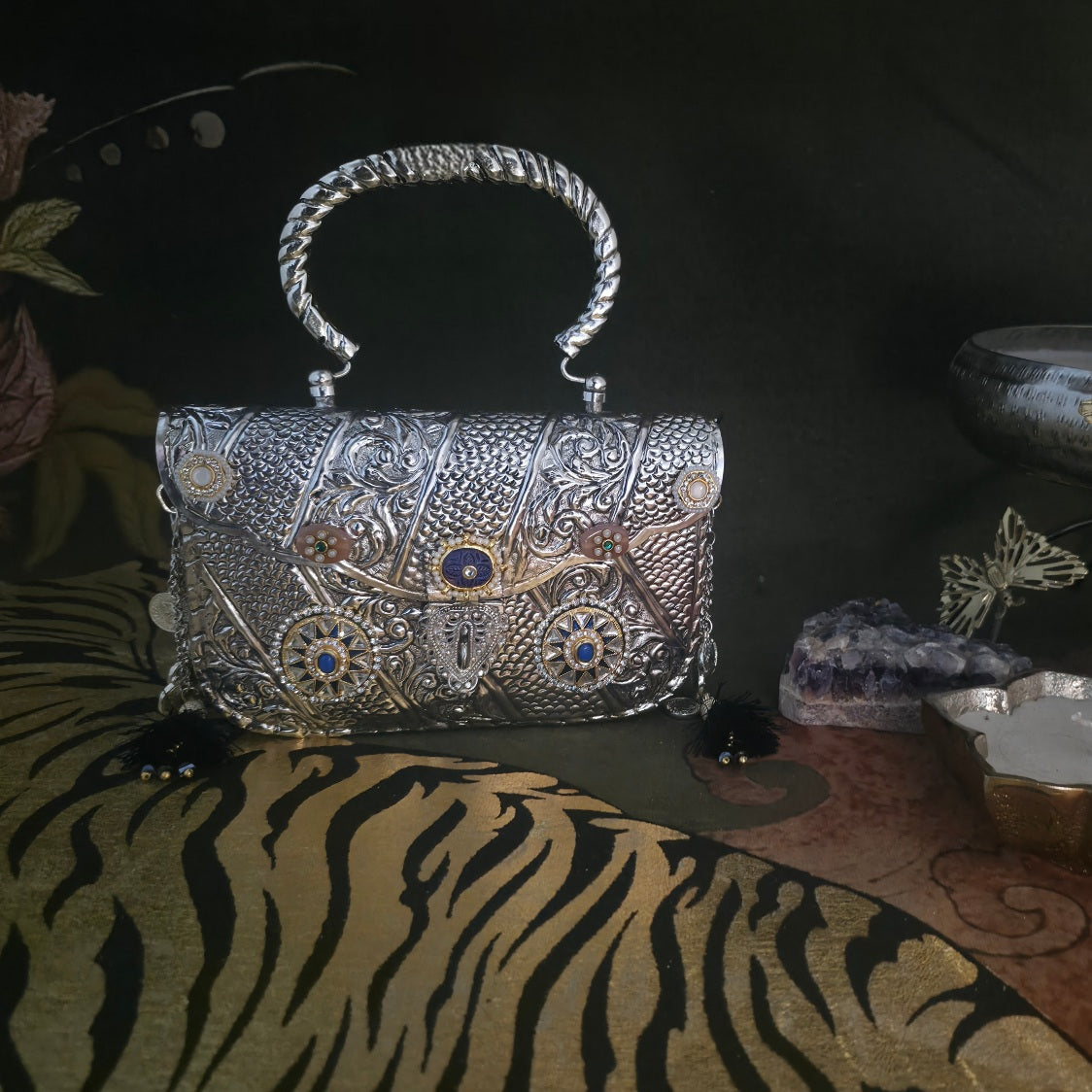 Dalia brass bag in silver Main image