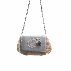 Elephant batua bag in silver