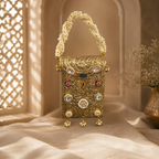 Kundan mobile batua bag [ antique gold]