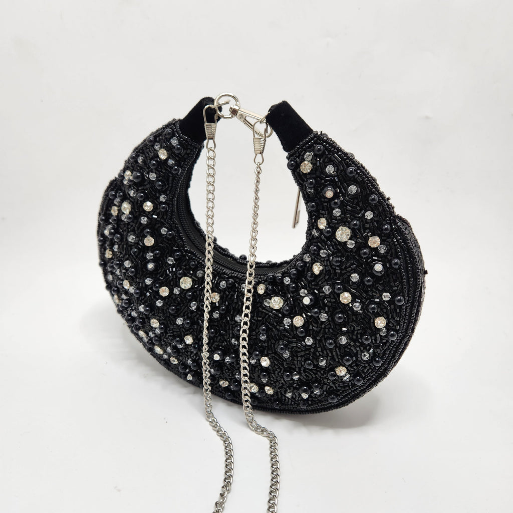 The Pearl Half Moon Bag - Black