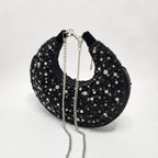 The Pearl Half Moon Bag - Black