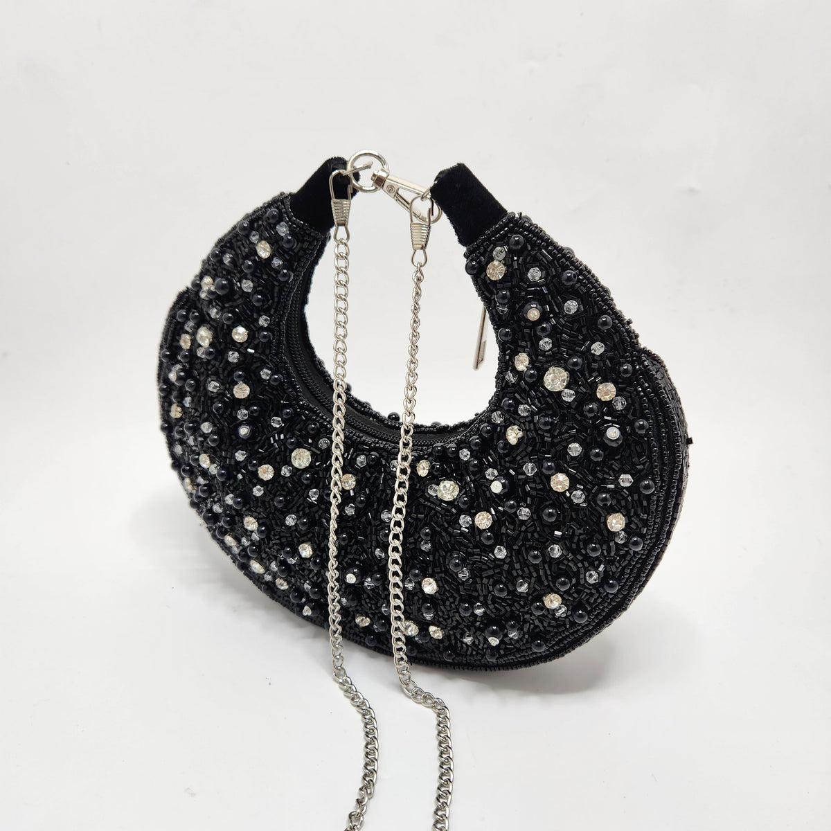 The Pearl Half Moon Bag - Black