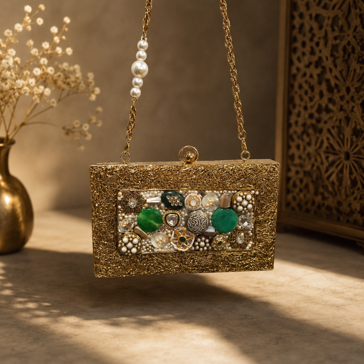 Stone and Kundan Mosaic Bag