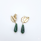 Leaf stone drop earrings (green)