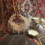 Crystal Droplet moon bag in dual gold silver