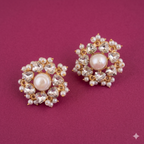 Pearl Zirconia  Studs With Hint Of  Mini Pearls