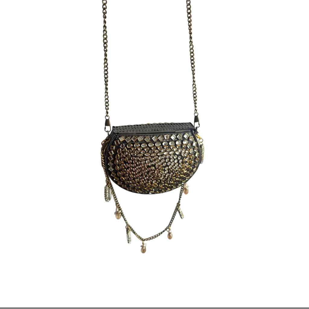 Mini kundan mosaic bag [antique gold]