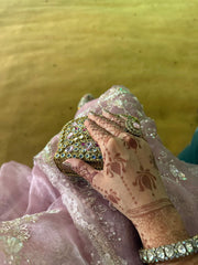 Mini kundan crystal bag in hints of pink