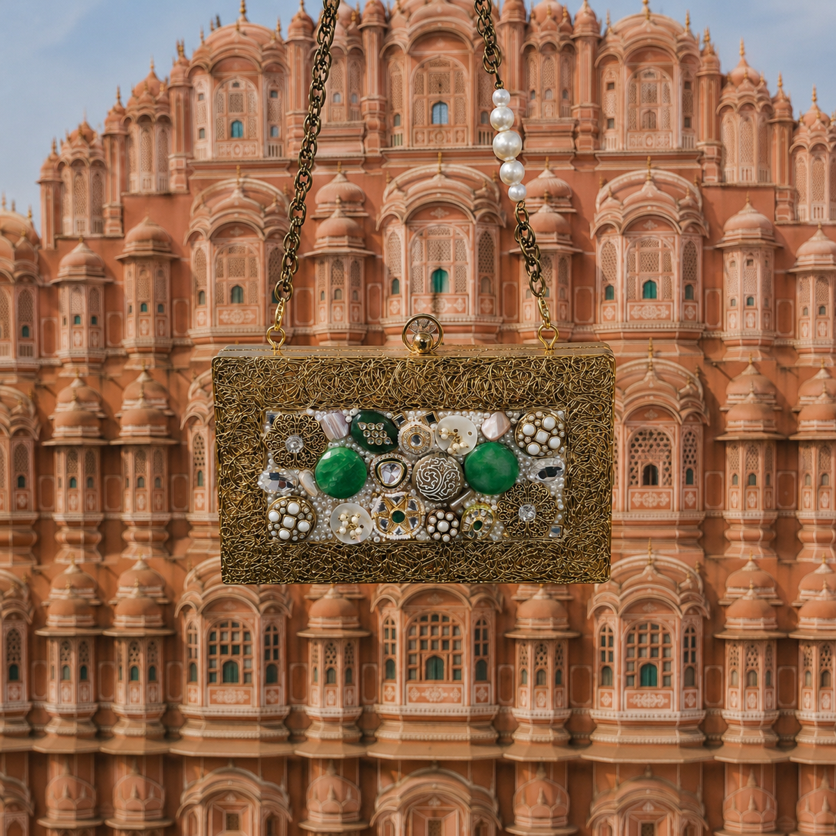 Stone and Kundan Mosaic Bag