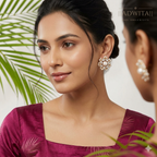 Pearl Zirconia  Studs With Hint Of  Mini Pearls