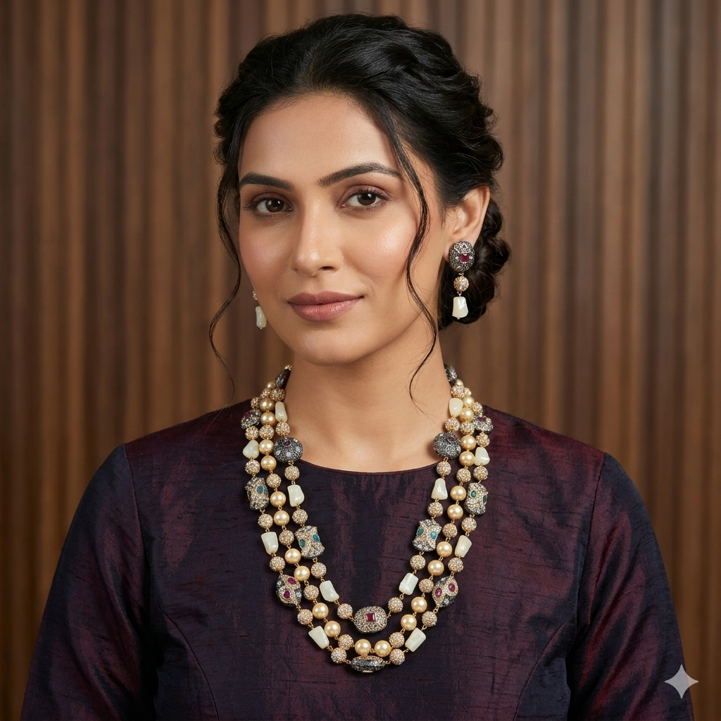 Shades of gold multi layer necklace