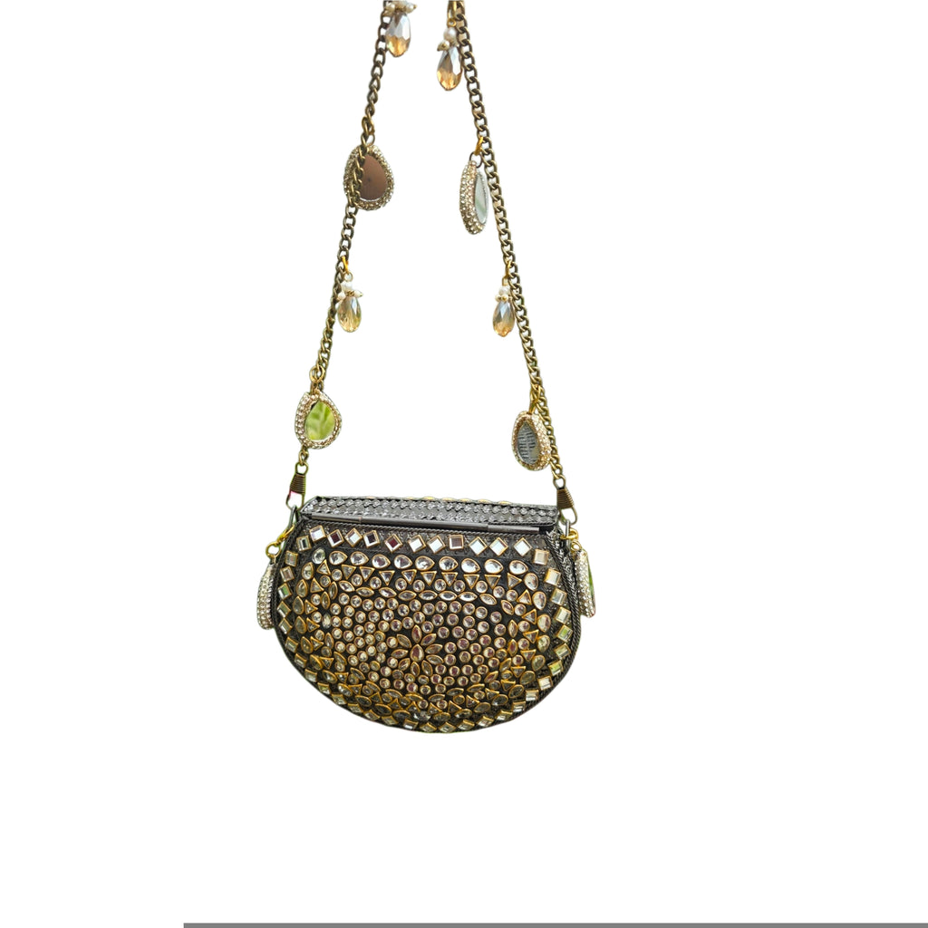 Mini kundan mosaic bag [antique gold]