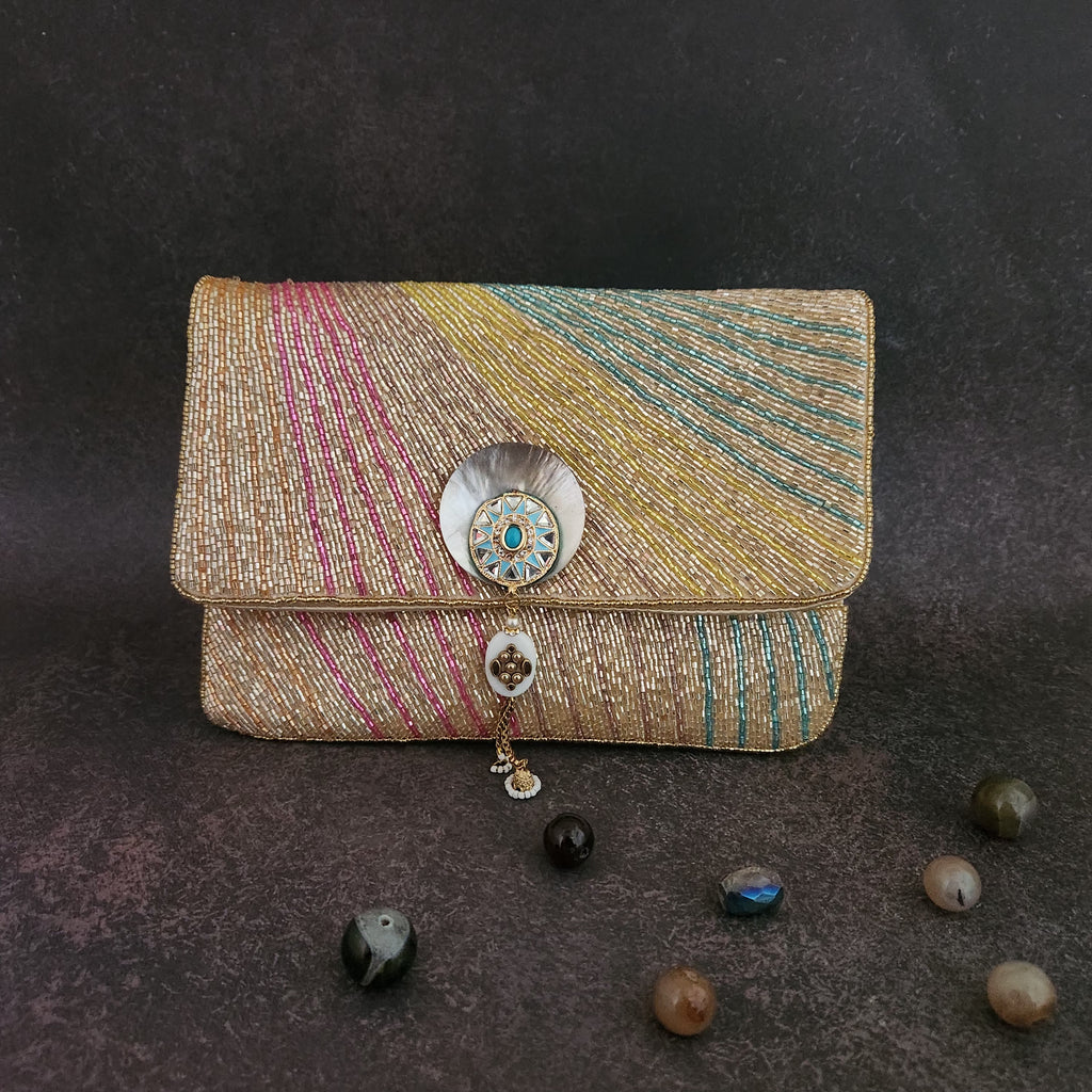 Multi Shade Hanging Broach Bag