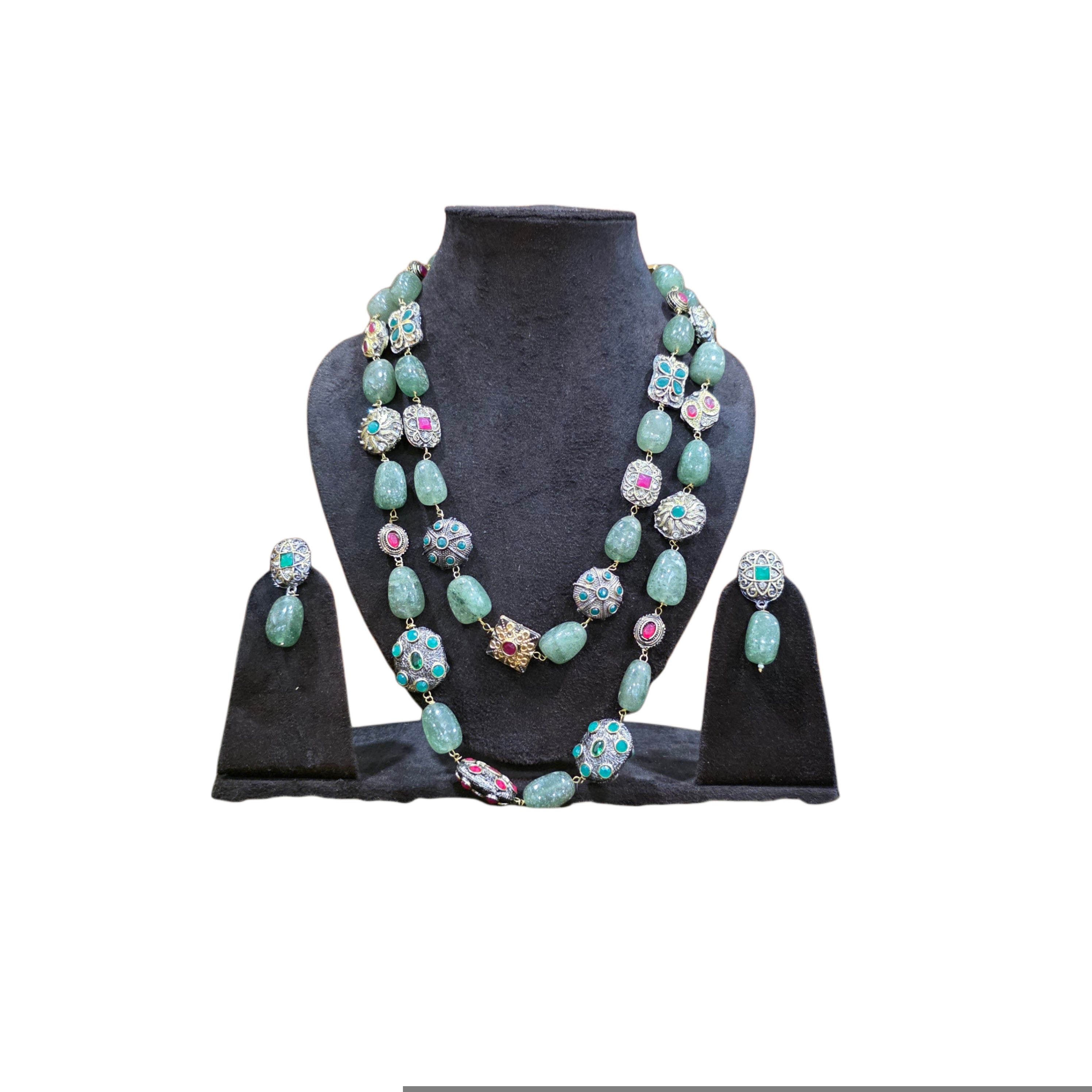 Natural stone meena two layer mala