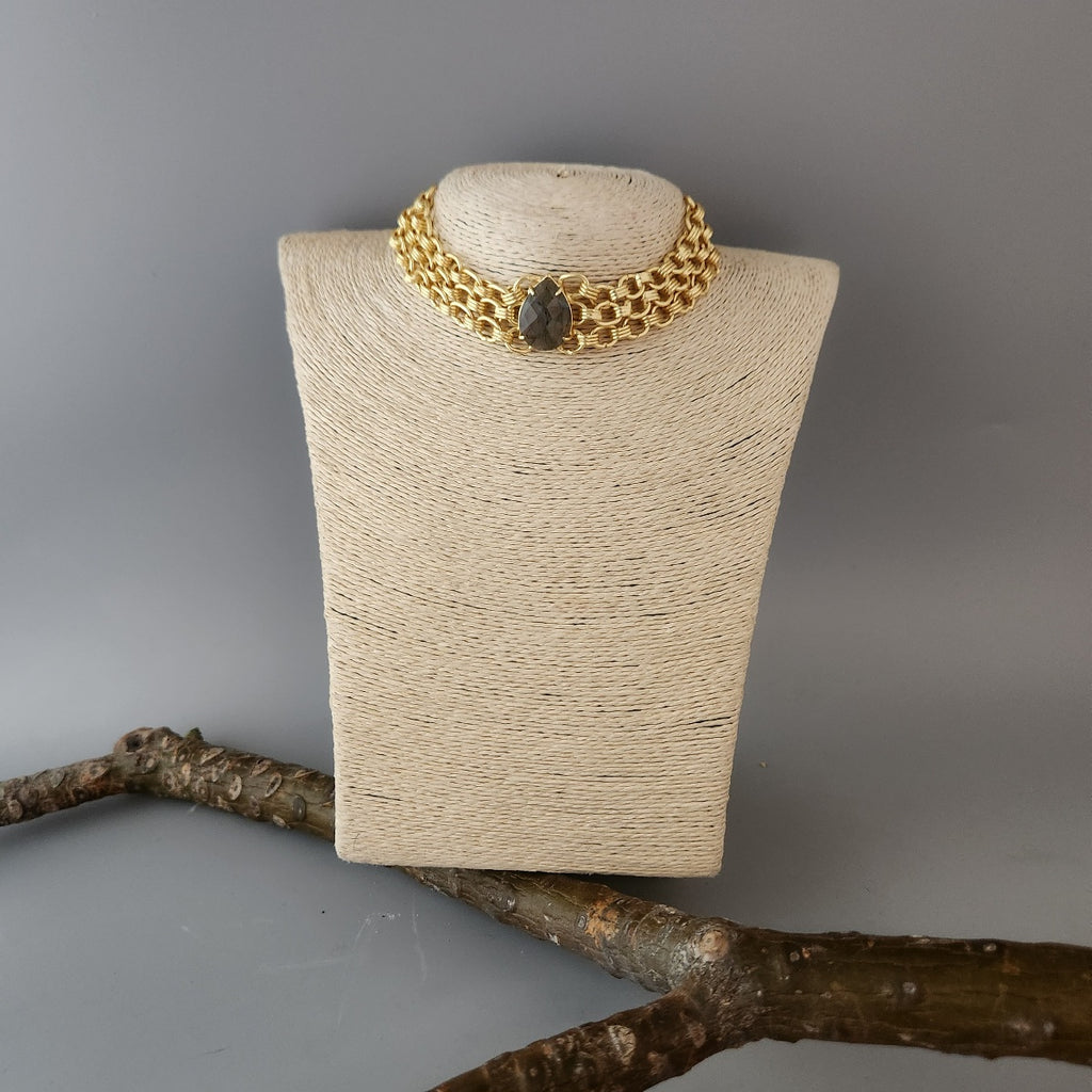 Labradorite ring chain choker