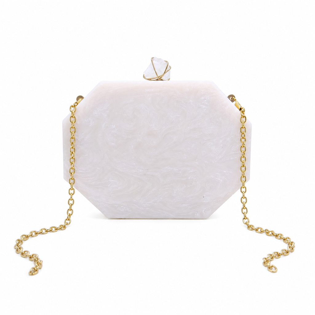 Meena mosaic clutch [ ivory white]