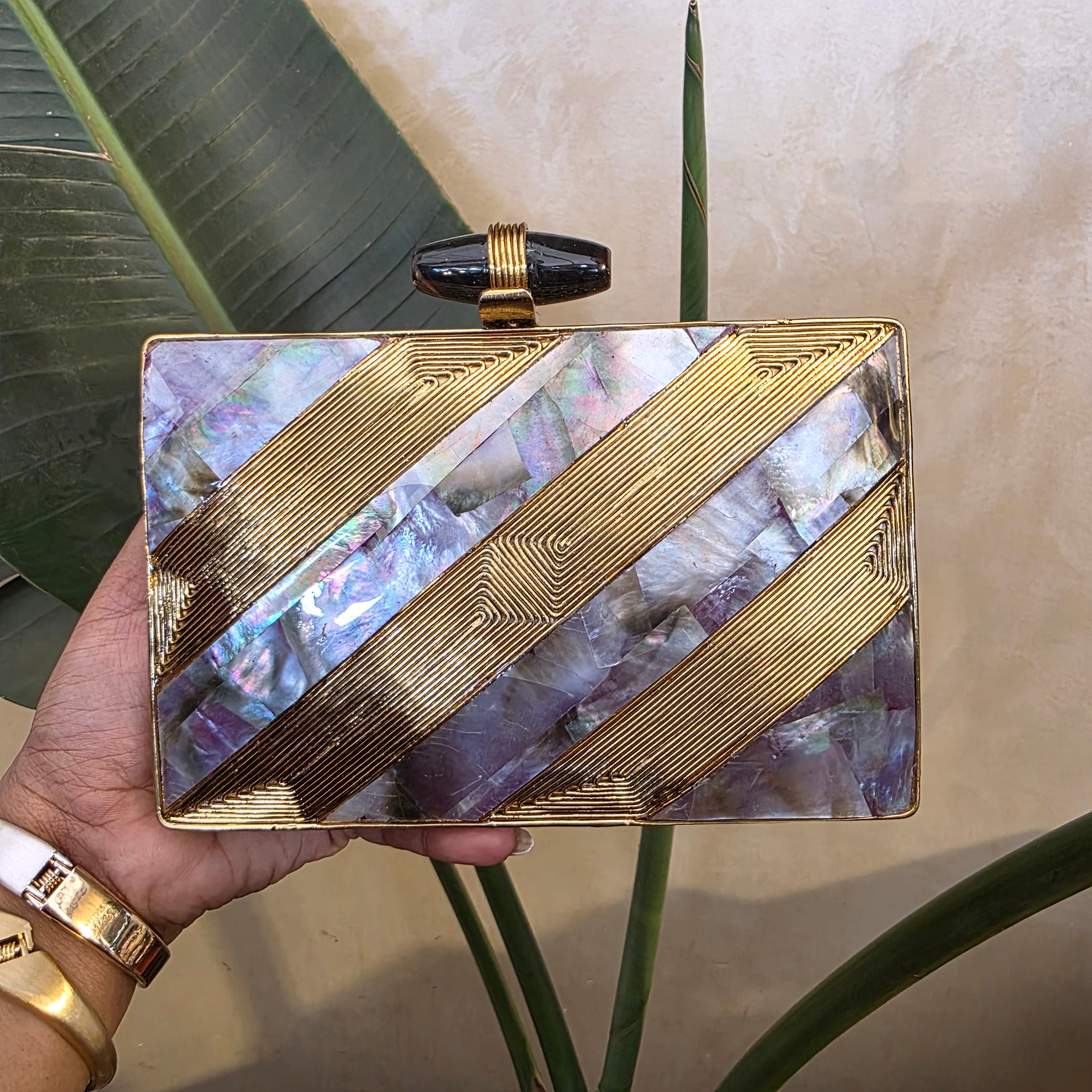 Freya Bag in Black Mother of Pearl and Gold Main image