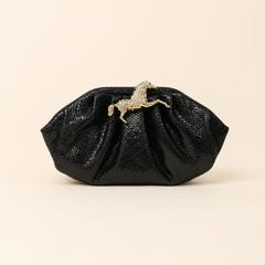 Horse pouchette in snake print [black]