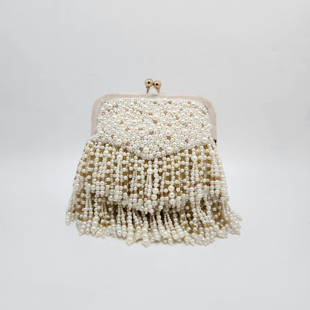 Falling Pearl And Crystal Clasp Bag