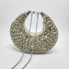 The Pearl Half Moon Bag - silver