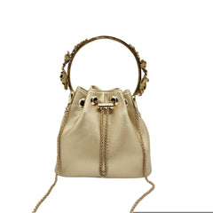 Floral handle bucket bag [ gold ]