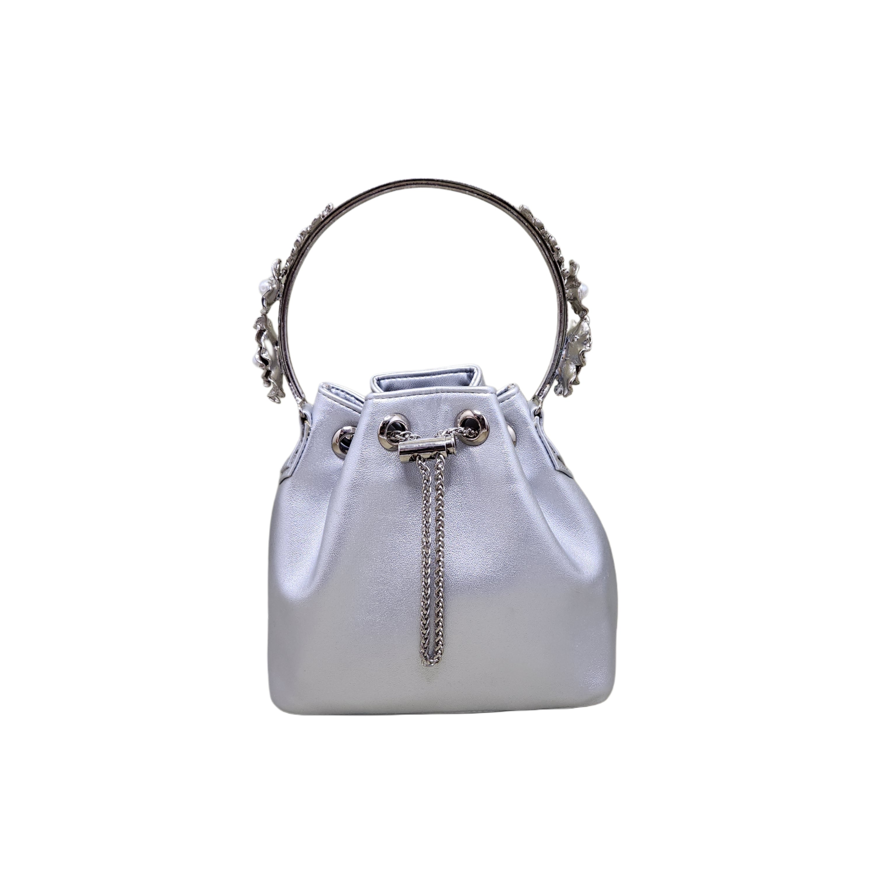 Floral handle bucket bag [silver]