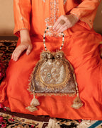 Kundan gota potli [ Antique gold ]