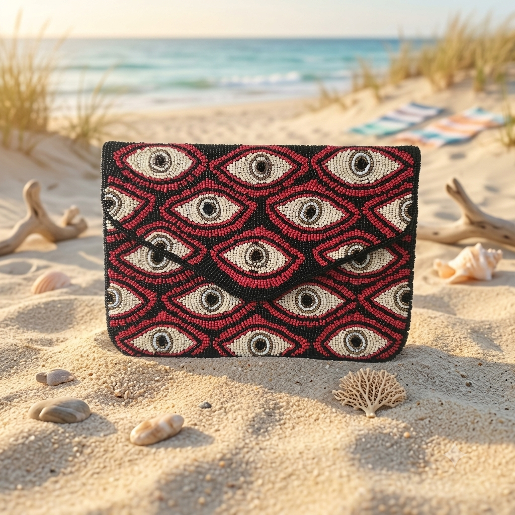 Red evil eye envelope bag