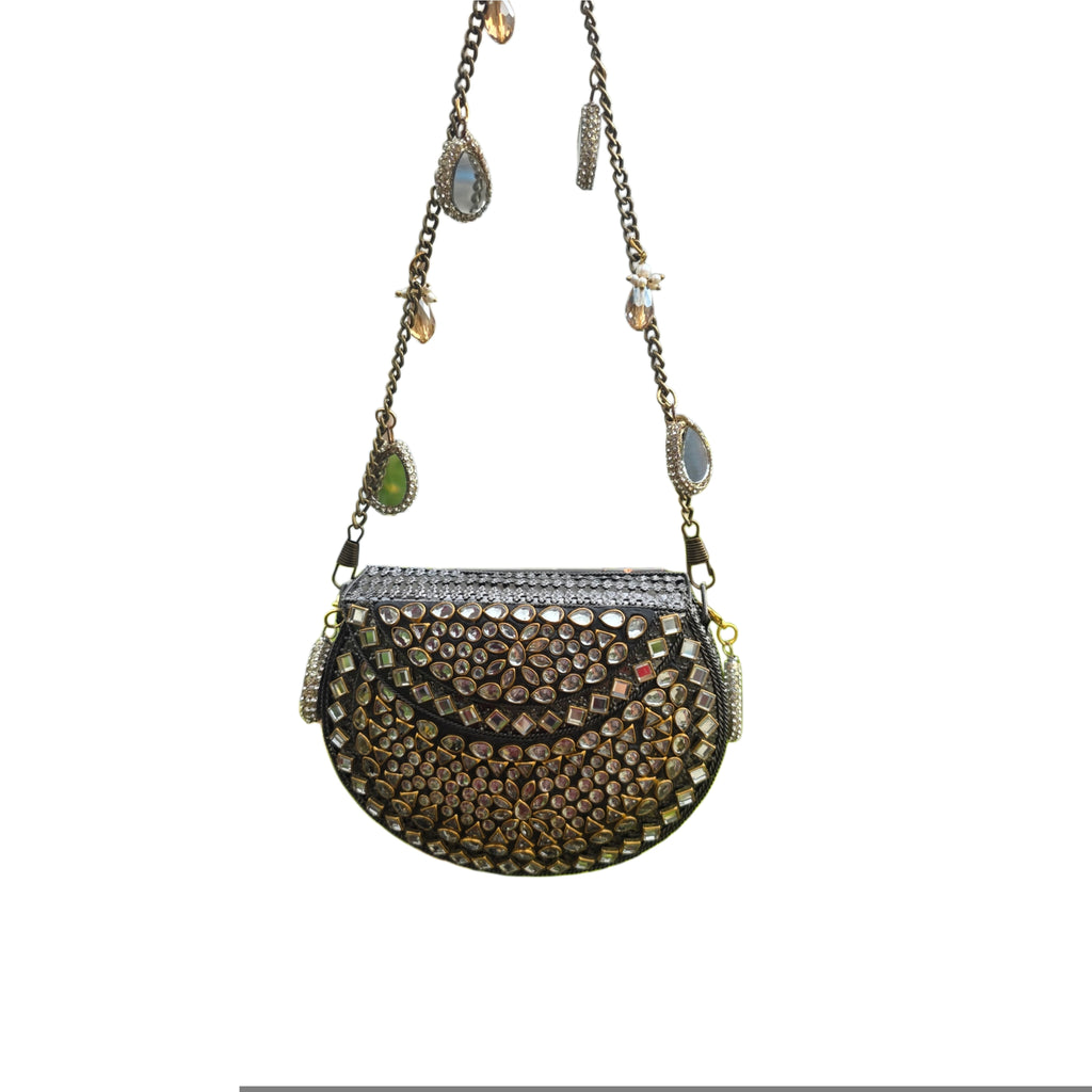 Mini kundan mosaic bag [antique gold]