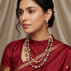 Two layer necklace set with hint if red