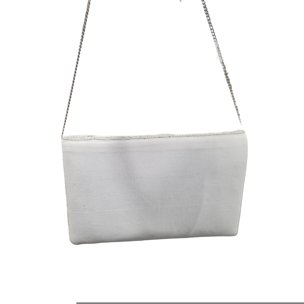 White Pearl Flower Flap Bag