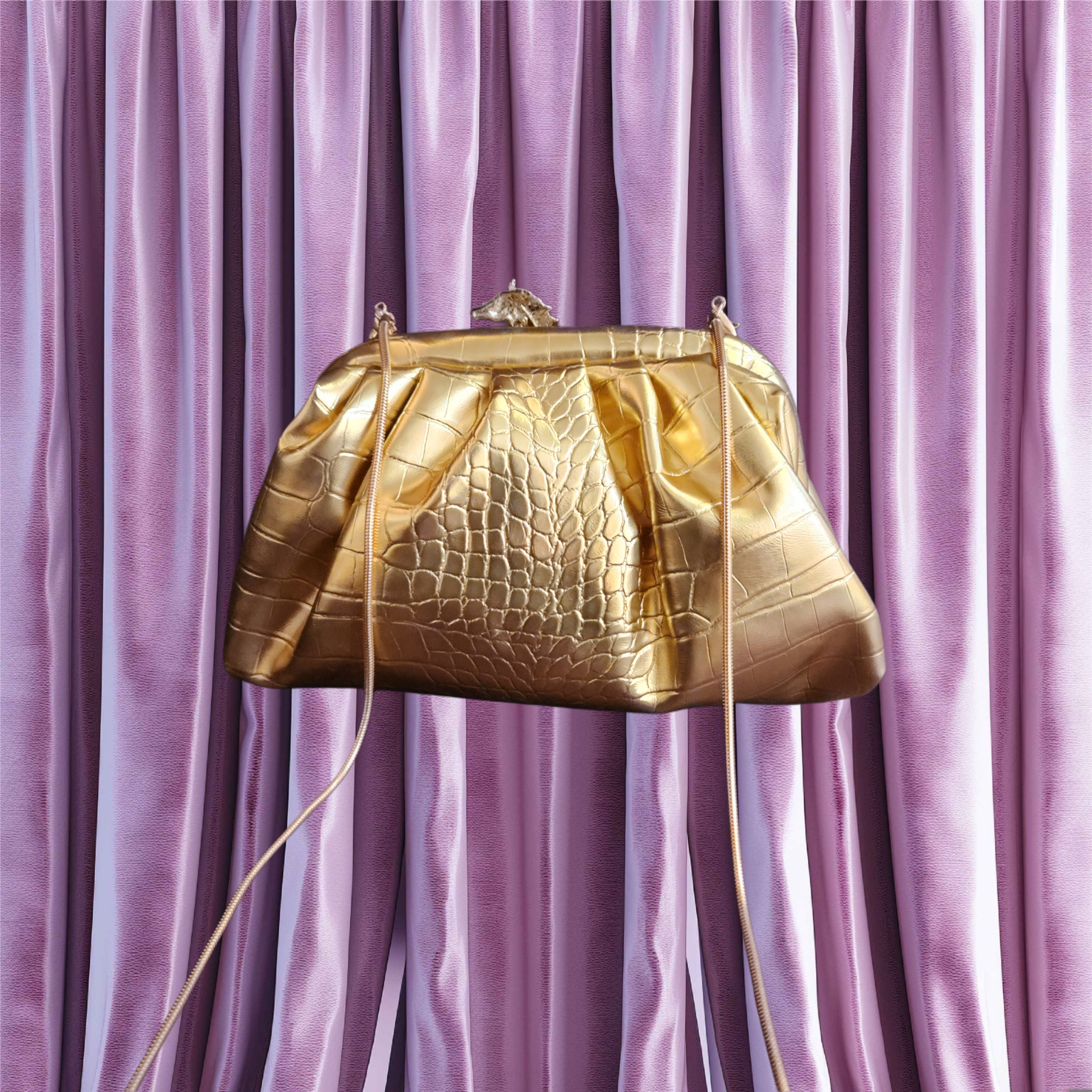 Crystal Unicorn Pouchette (Gold with silver broach)