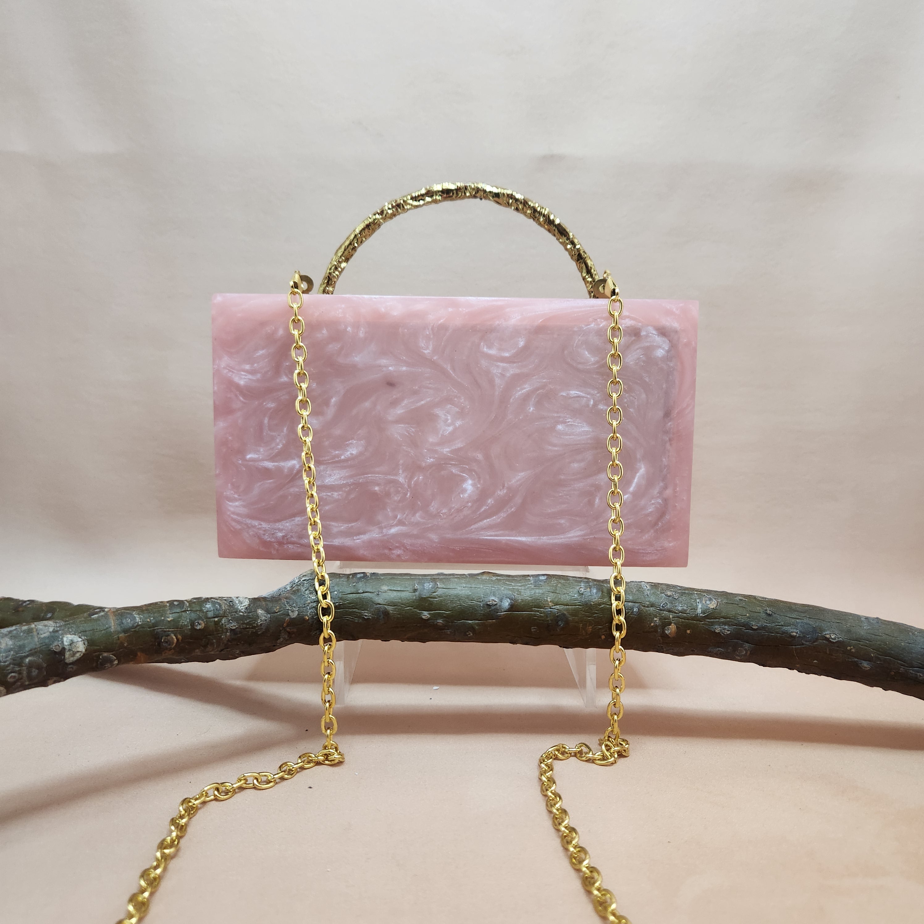 Pearl crystal bunch handle bag [Baby Pink]