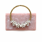 Pearl crystal bunch handle bag [Baby Pink]