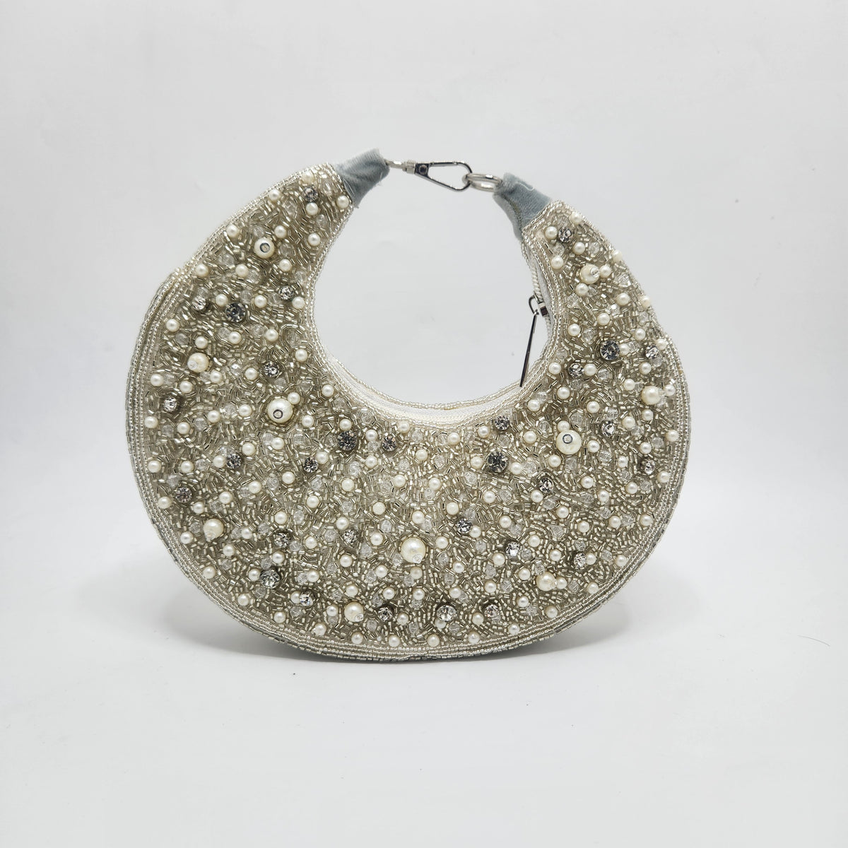 The Pearl Half Moon Bag - silver