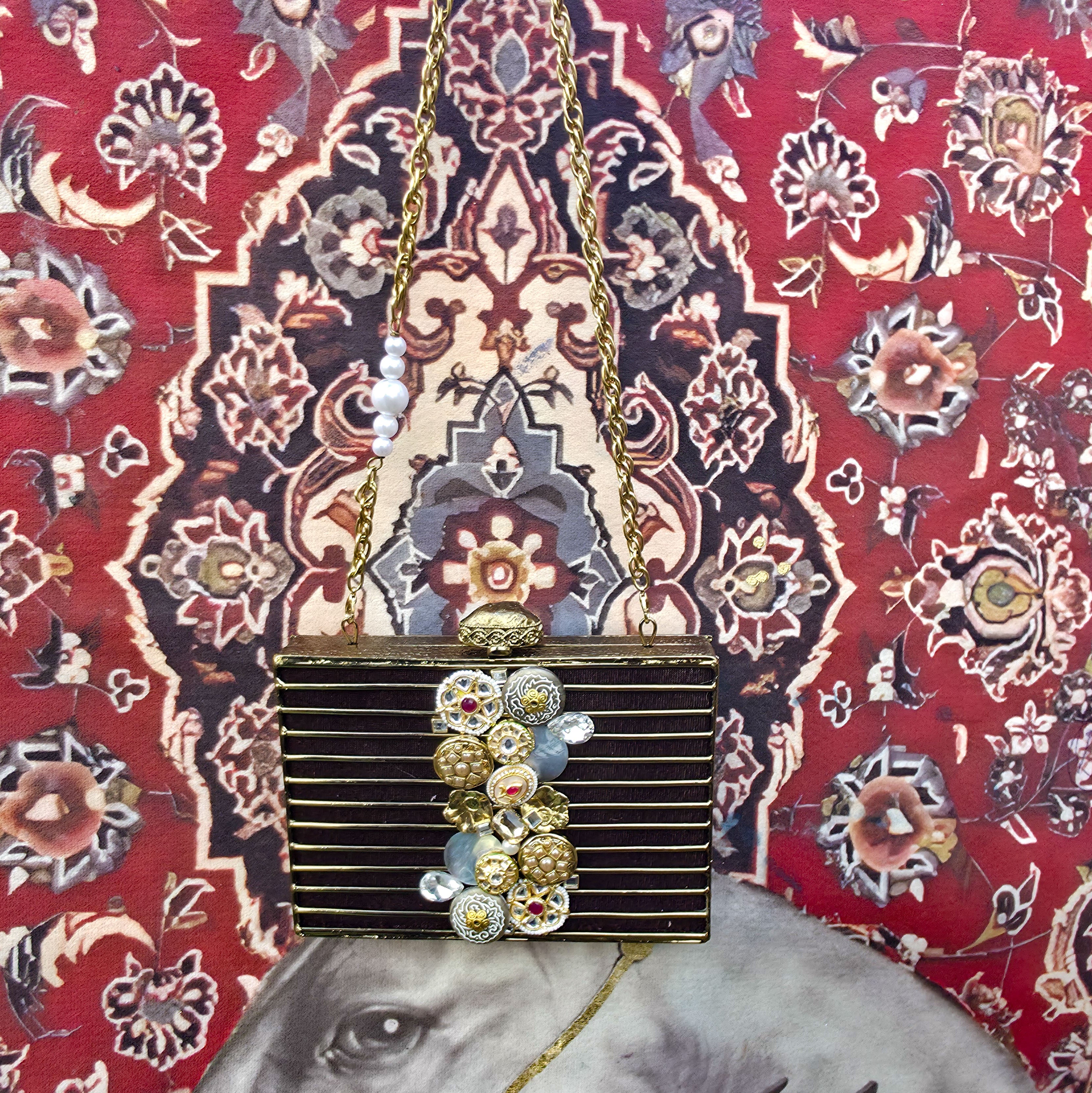 Raas bag antique gold styled for festive wear