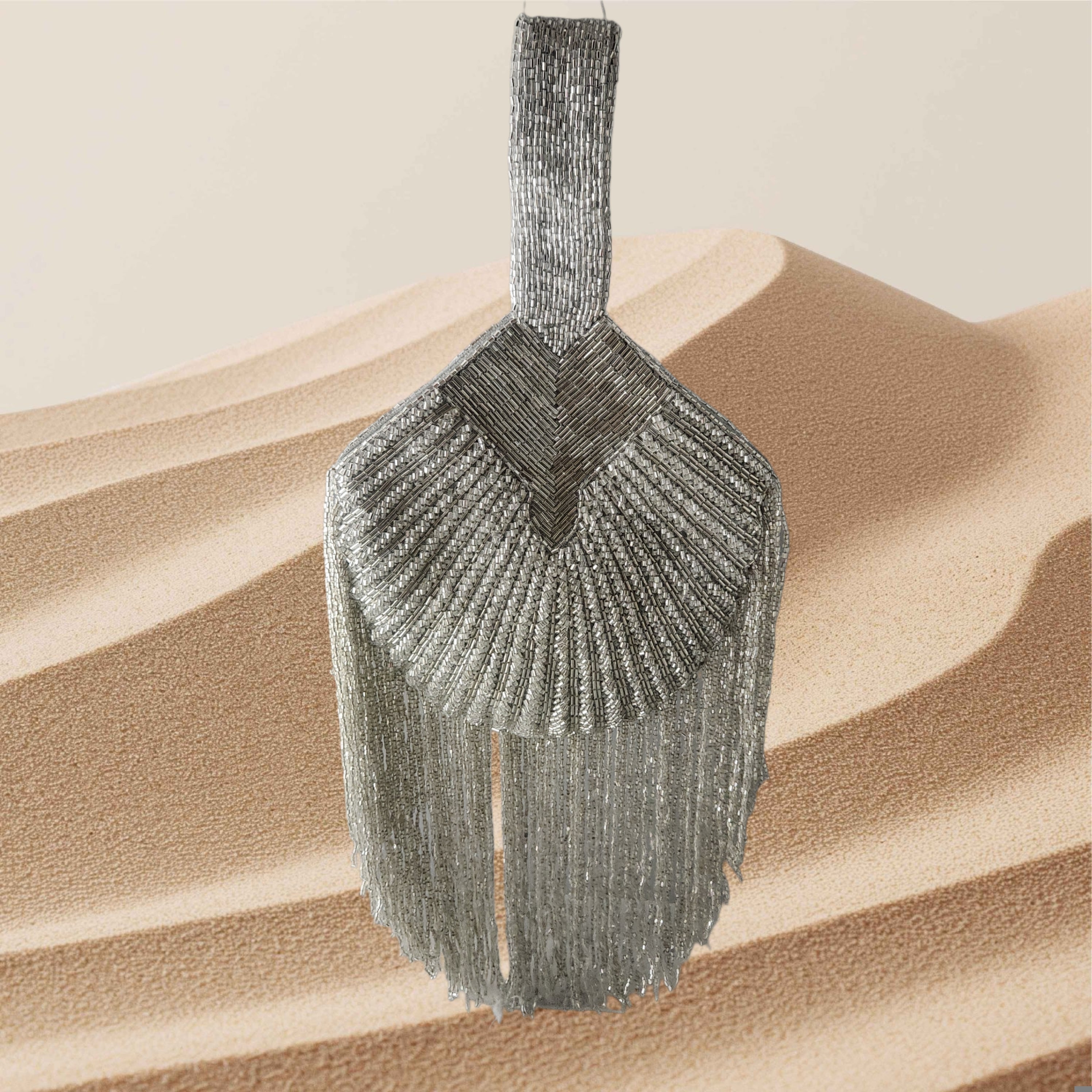 Falling cutdana bag in silver Main image