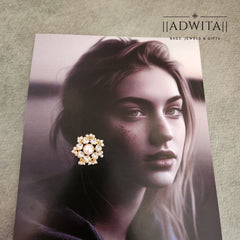 Pearl Zirconia  Studs With Hint Of  Mini Pearls